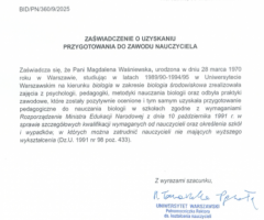 Dr Biologii szuka pracy jako nauczycielka biologii/przyrody